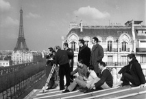 Francois Truffaut and crew on location.