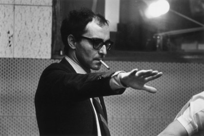 Jean-Luc Godard during the filming of 'Sympathy For the Devil' (aka 'One Plus One'), featuring the Rolling Stones.