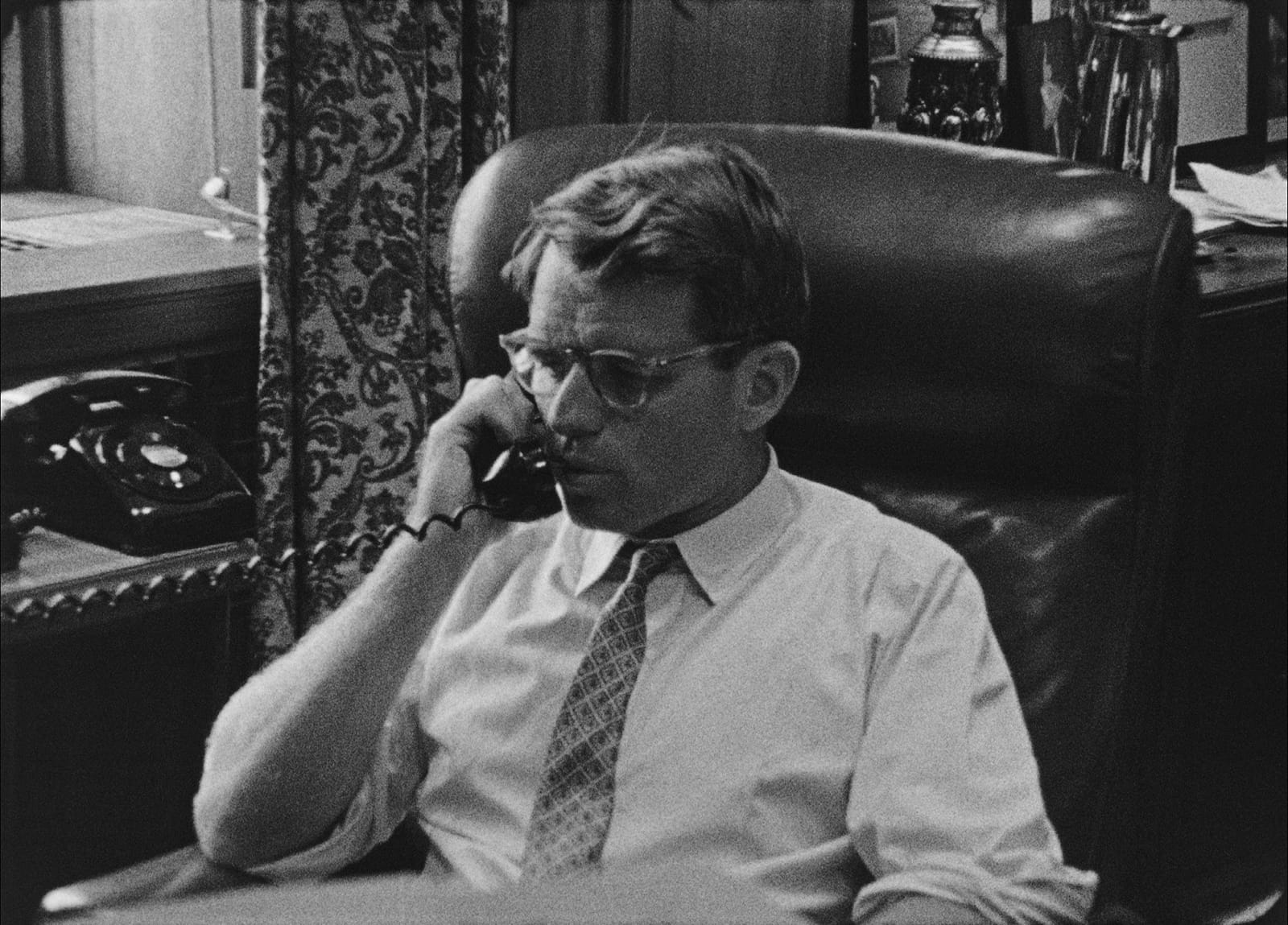 Robert F. Kennedy on the phone during the University of Alabama integration crisis in Crisis [1963]